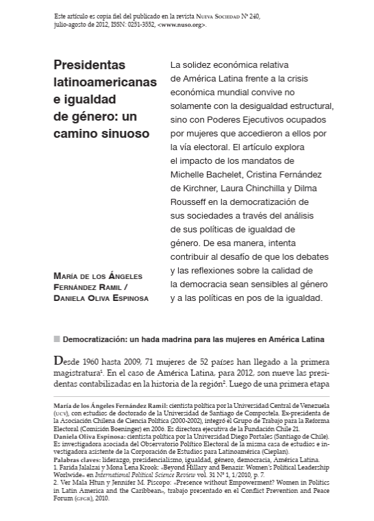 Presidentas latinoamericanas e igualdad de género: un camino sinuoso