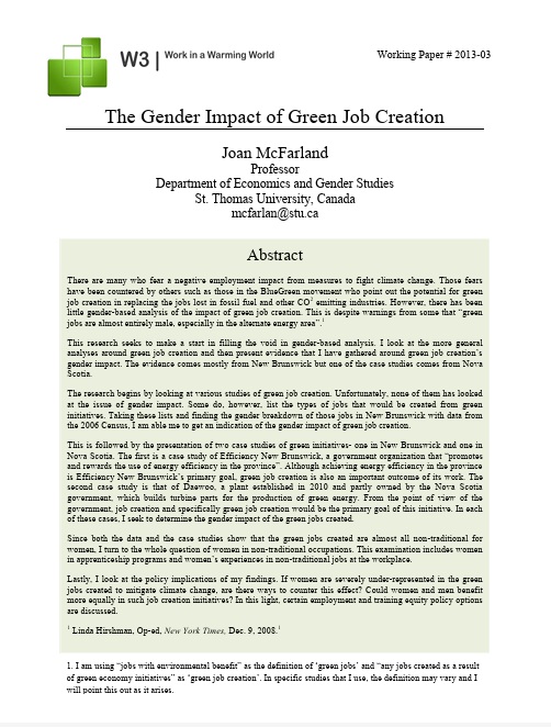 The Gender Impact of Green Job Creation