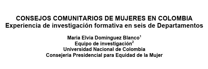 Consejos comunitarios de mujeres en Colombia