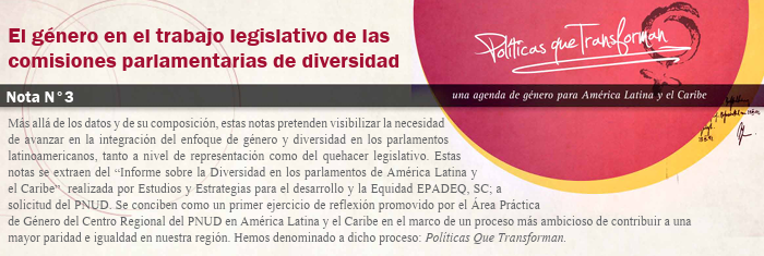 El género en el trabajo legislativo de las comisiones parlamentarias de diversidad
