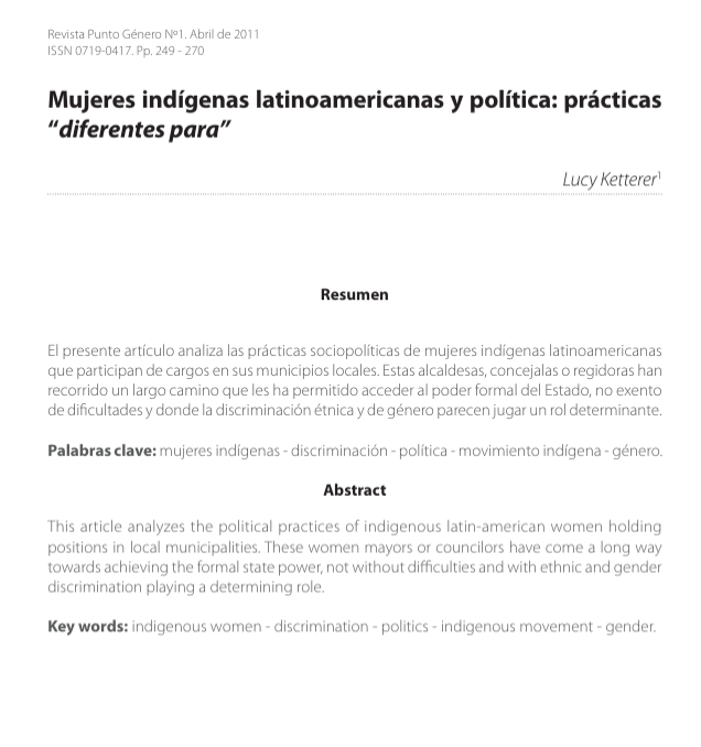 Mujeres indígenas latinoamericanas y política: prácticas “diferentes para”