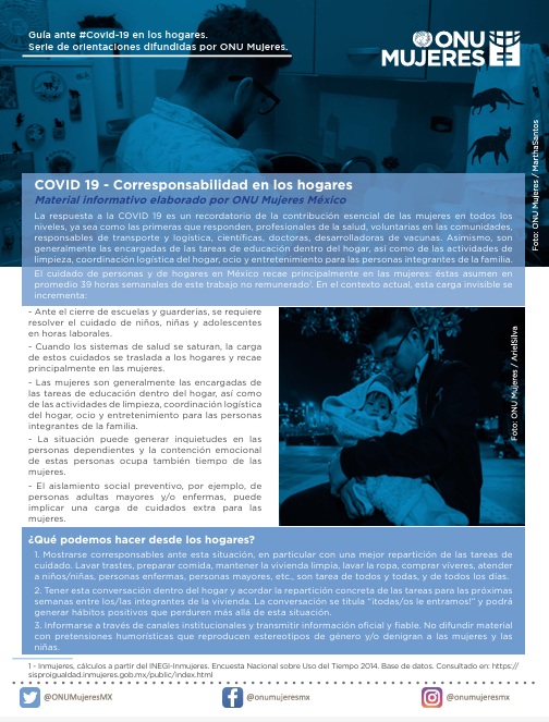 COVID 19 - Corresponsabilidad en los hogares Material informativo elaborado por ONU Mujeres México
