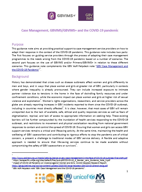 Case Management, GBVIMS/GBVIMS+ and the COVID-19 pandemic