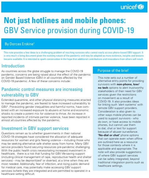 Not just hotlines and mobile phones: GBV Service provision during COVID-19