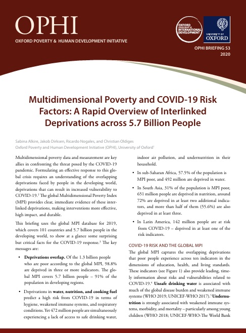 Multidimensional Poverty and COVID-19 Risk Factors: A Rapid Overview of Interlinked Deprivations across 5.7 Billion People