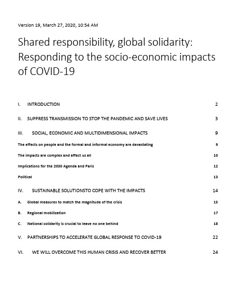 Shared responsibility, global solidarity: Responding to the socio-economic impacts of COVID-19