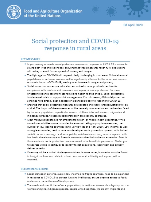 Social protection and COVID-19 response in rural area
